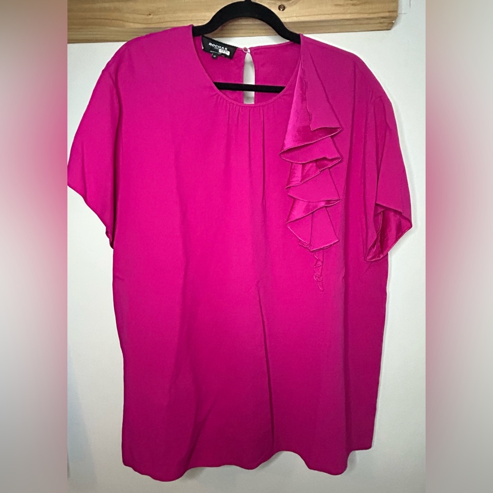 EUC RTR ROCHAS PARIS RUFFLE TOP WITH BACK KEYHOLE DETAIL FR48